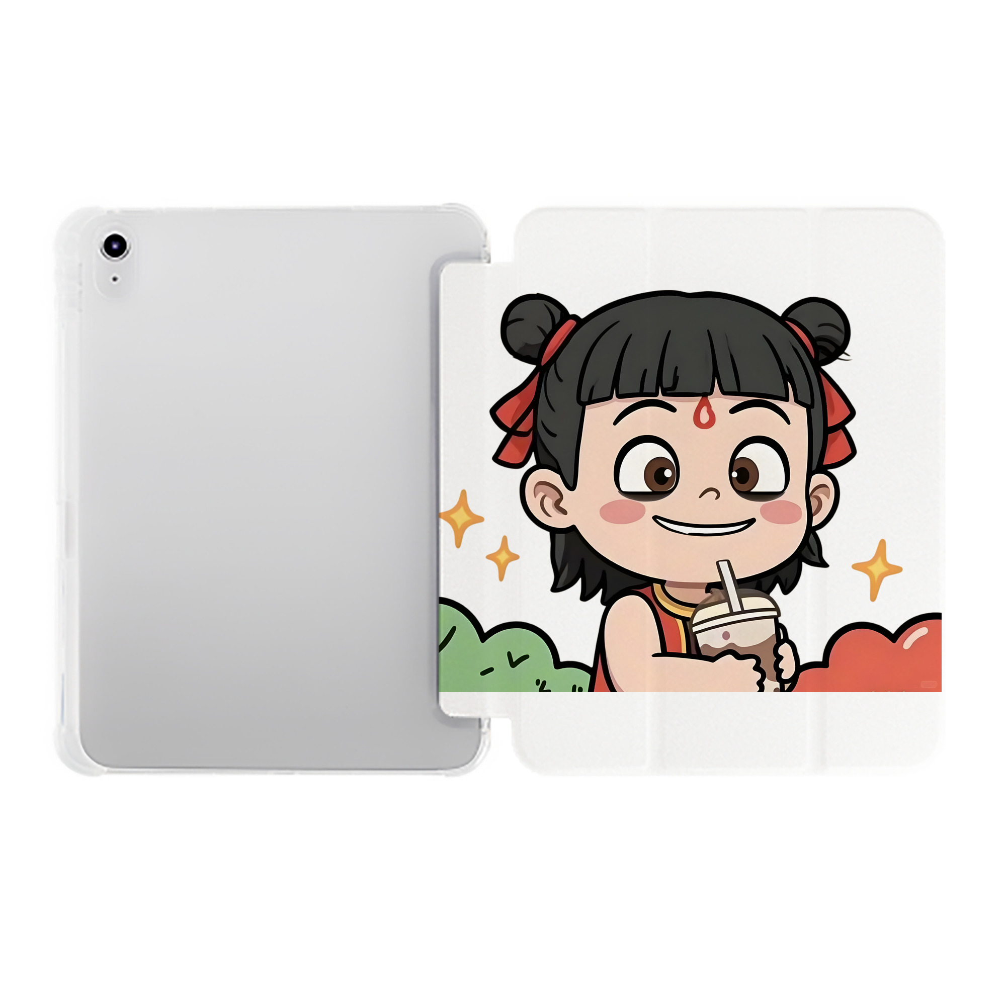 （画像用） Ne Zha 2 ナタ 魔童の大暴れ IPad ケース ペン収納付き 三つ折りスタンド PUレザー×シリコン 対応機種9.5/10.5/10.9インチ